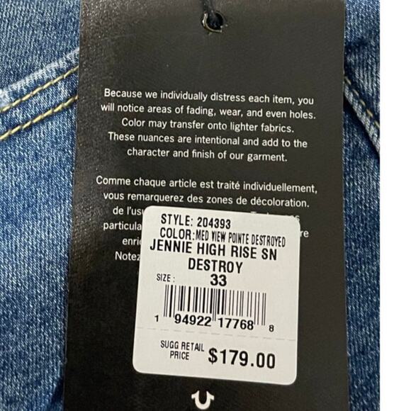 True Religion Women Jennie Curvy World Tour Distressed‎ Skinny Jeans High Rise - Picture 12 of 13